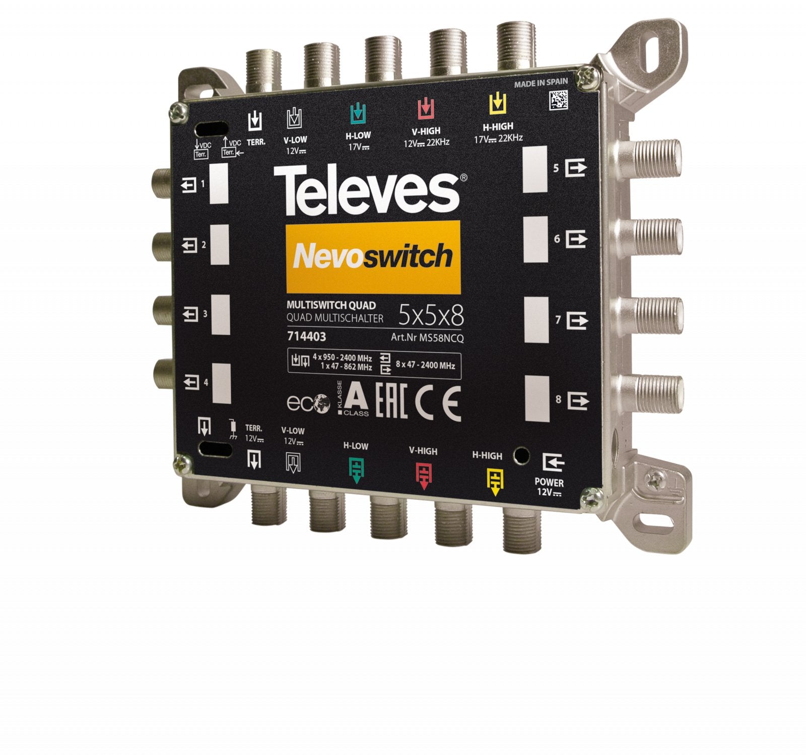 Televes Ms 58ncq Umschaltmatrix 5 Eingänge 8 Ausgänge Nevo Mit Netzteil