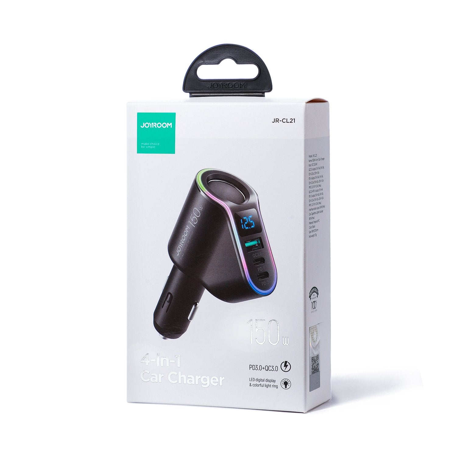 EAN 6941237114273 - JOYROOM JR-CL21 cargador de dispositivo móvil Universal Negro Encendedor de cigarrillos Carga rápida Auto imagen 2