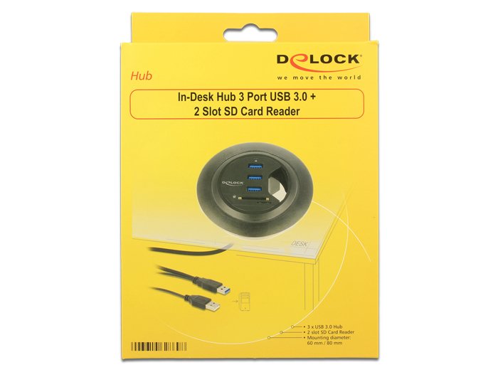 Delock Hub Escritorio 3 Puertos Usb 3.0 + Lector De Tarjetas Sd