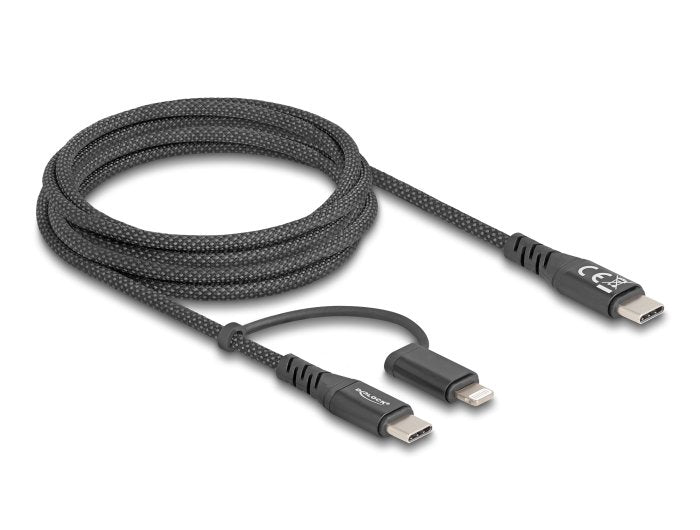 Delock Cable Usb 2 En 1 Usb Type-C A Usb Type-C / Lightning Para Iphone Y Ipad 2 M Mfi 60 W