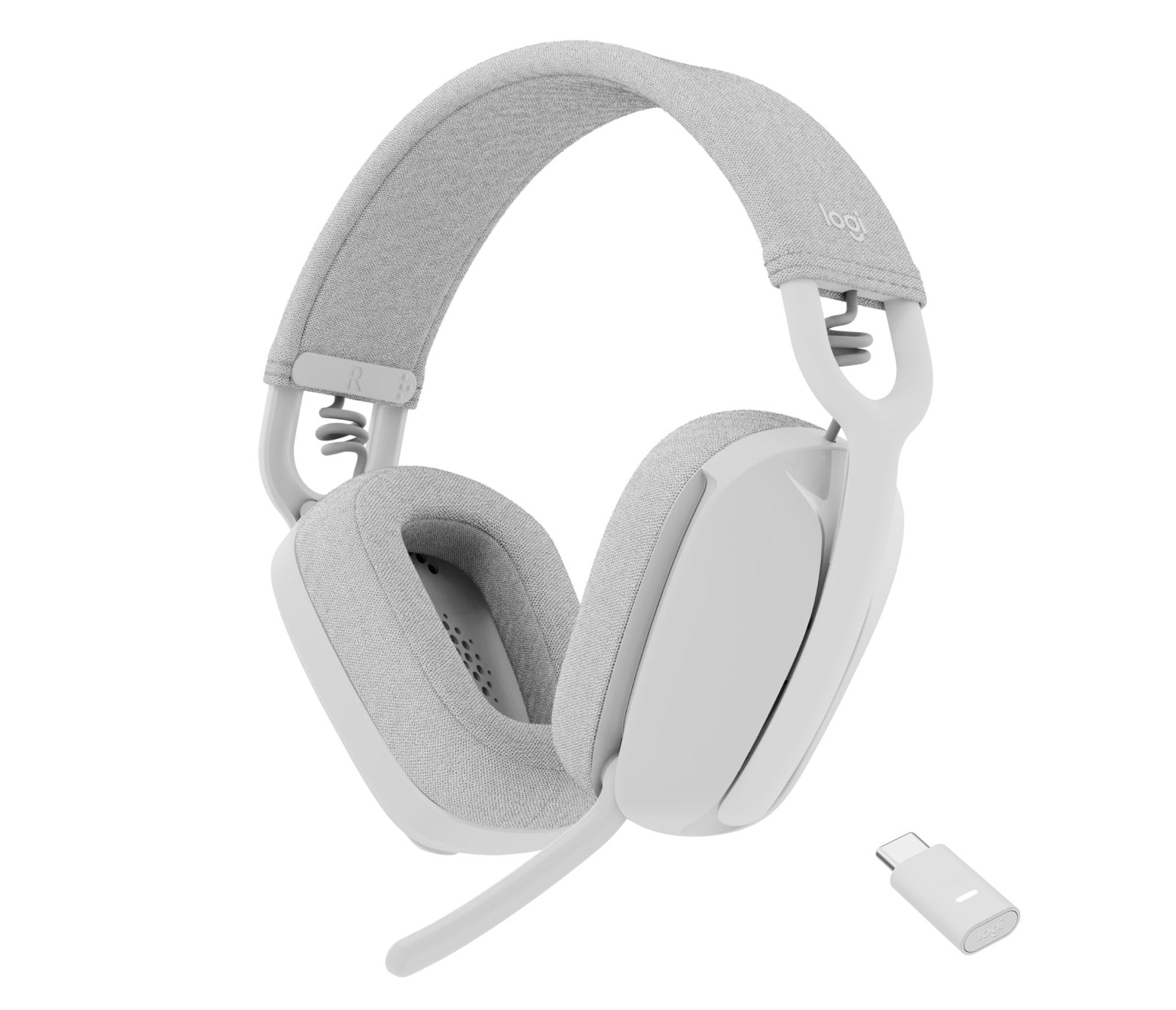 Auricular Logitech Zone Vibe Wireless Bluetooth Inalámbrico Usb-C A Través De Adaptador Bluetooth Blanco Hueso Certificado Para Equipos De Microsoft