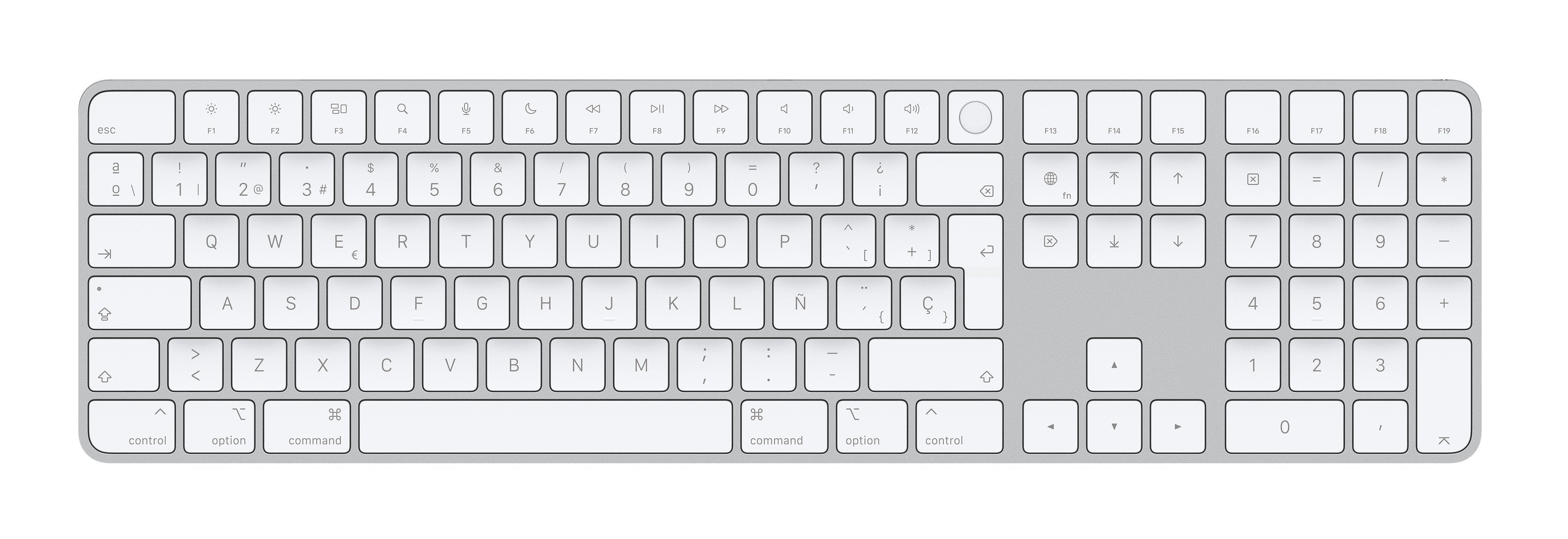 Teclado Inalámbrico Apple Magic Keyboard Con Touch Id Teclado Numérico Plata