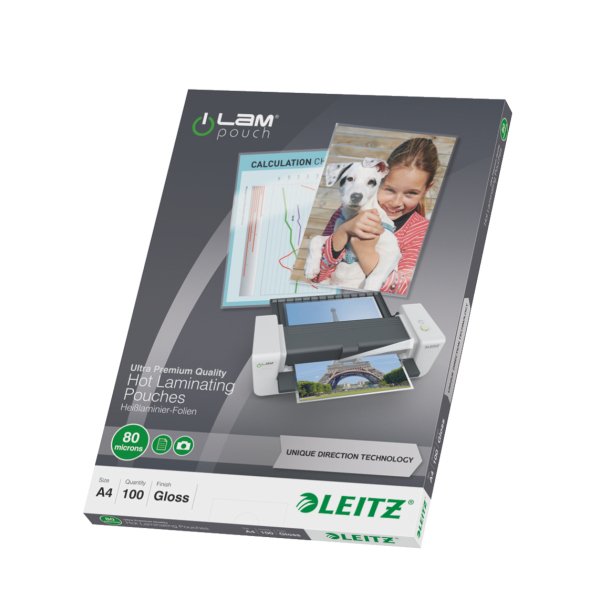Película De Laminación Leitz Ilam A4 80mic Espesor De Película 80, 100 Piezas