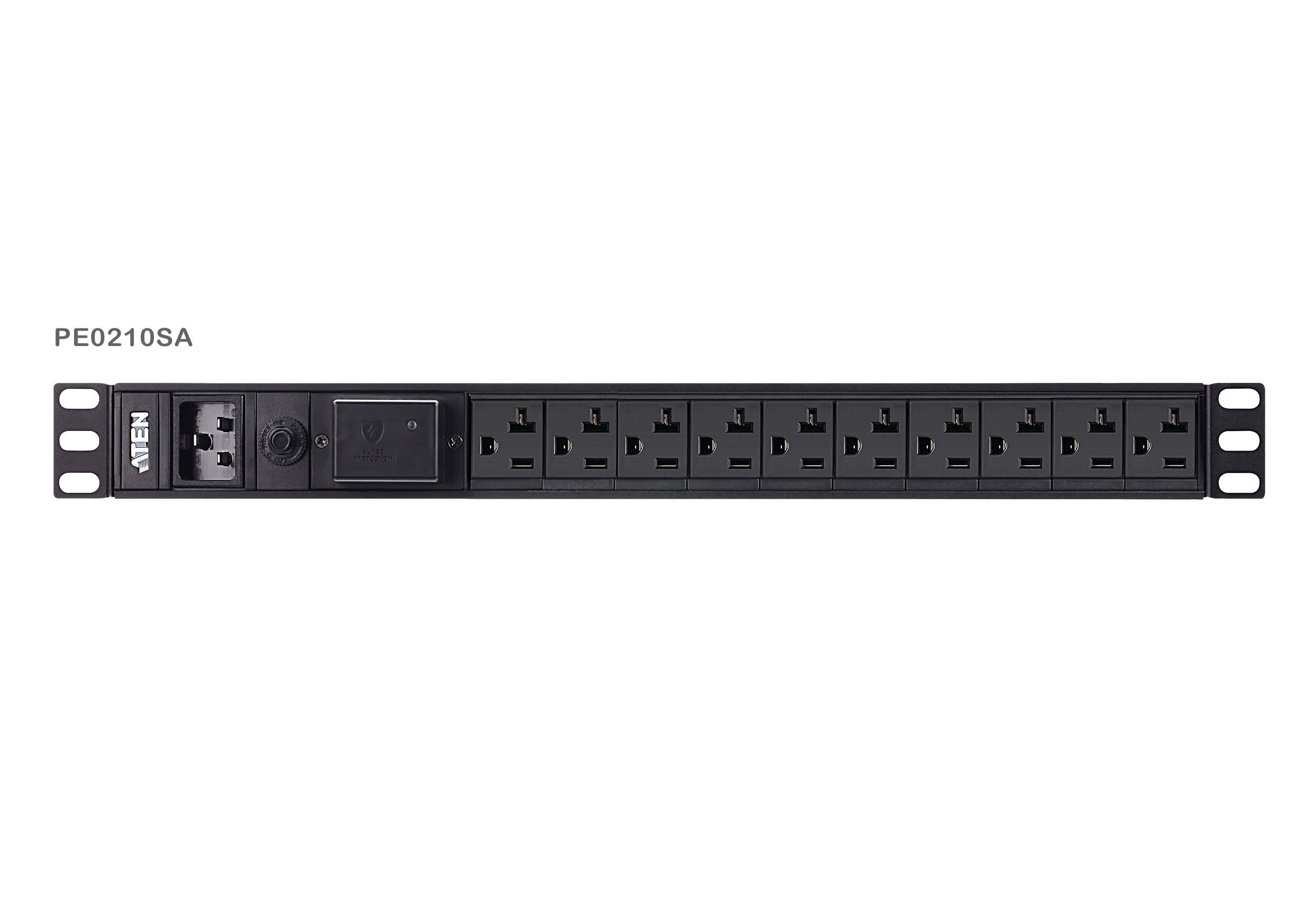 Regleta Aluminio Rack 19" 10xc-13,  Entrada C20 3 Metros 16a 1u Con Protección Contra Sobretensión Aten