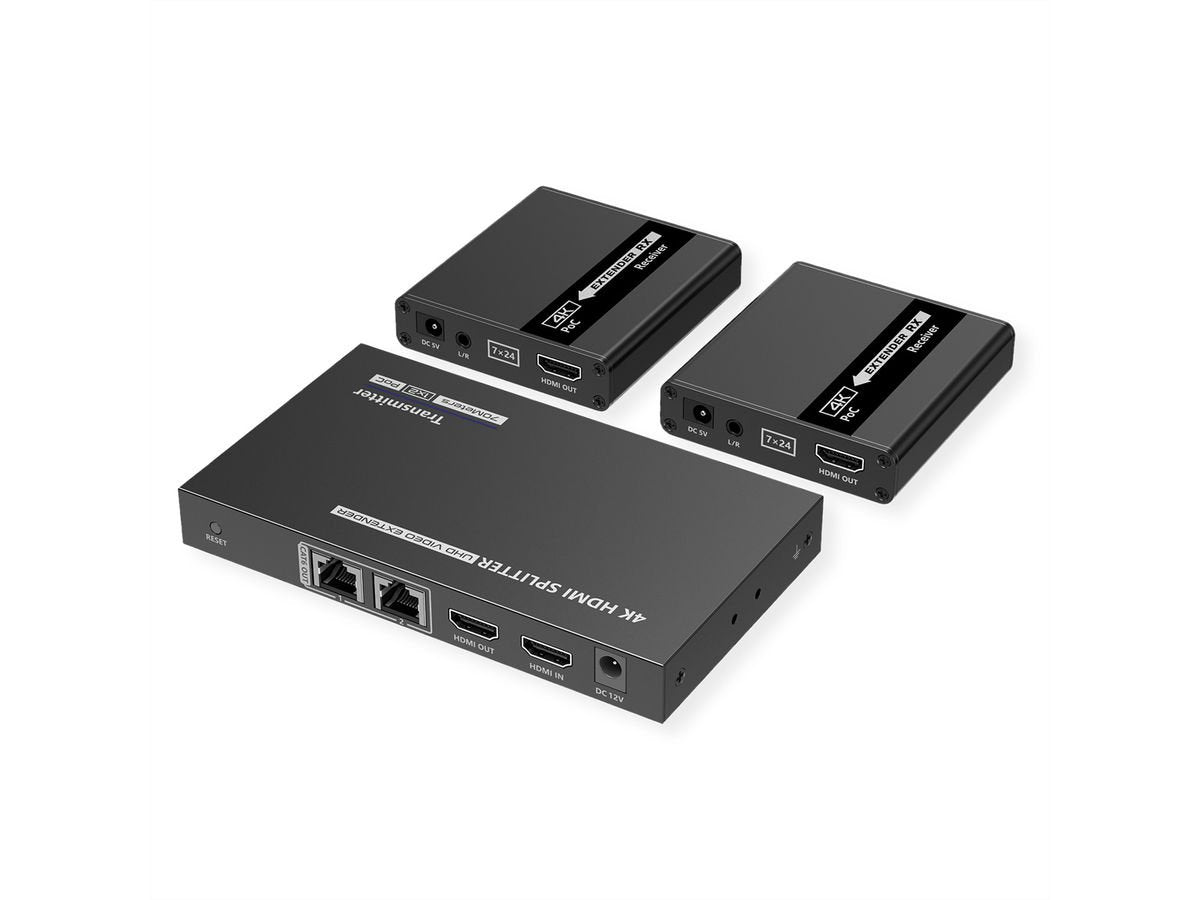 Value Hdmi Splitter 3fach, Mit Verlngerung (2x) Ber Tp, Bis 40 M