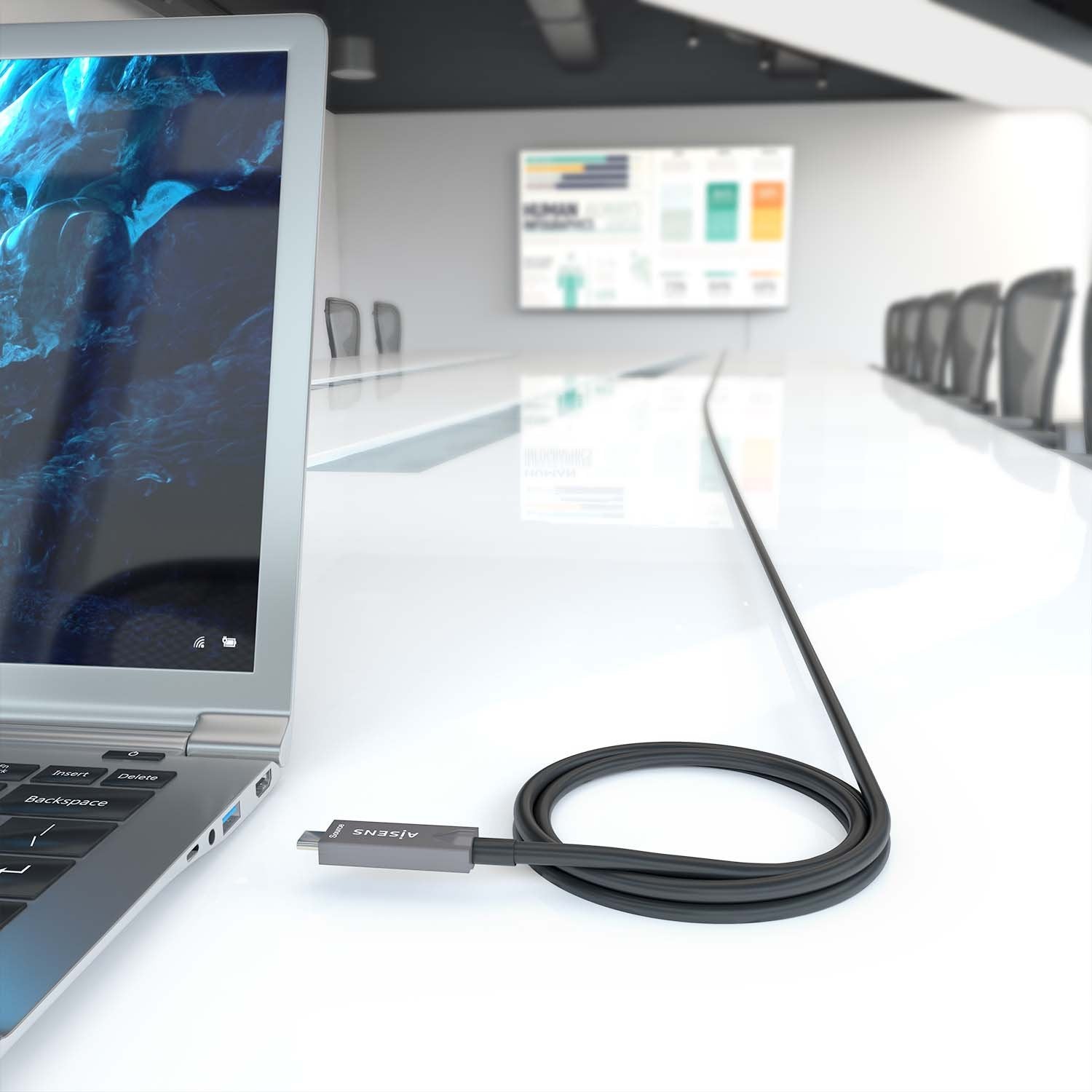 Cable Usb3.1 Aisens Gen2 10gbps Aoc 4k 3a 60w E-Mark Usb-C M/M 10m