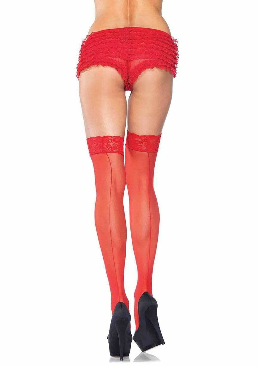 Leg Avenue - Medias Con Costura Y Encaje Talla Grande Rojo 1101q