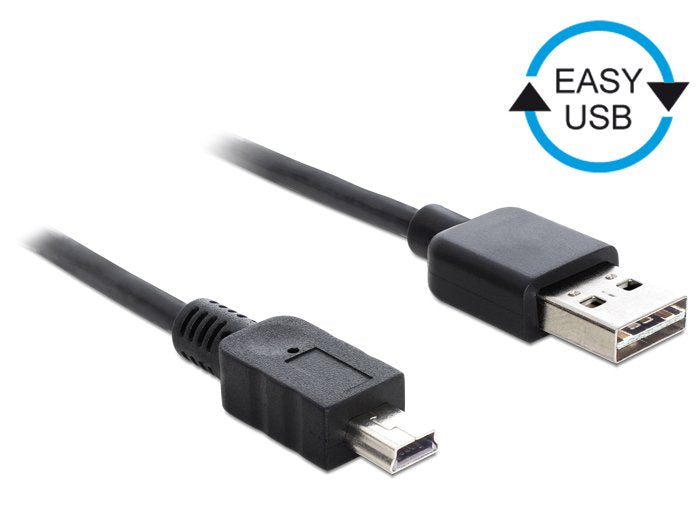 Delock Cable Easy-Usb 2.0 Typ-A Stecker > Usb 2.0 Typ Mini-B Stecker 0.5 M Schwarz