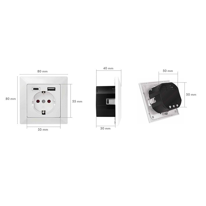 Toma De Empotrar Logilink, 1x Cee 7 3, 1x Usb-A, 1x Usb-C