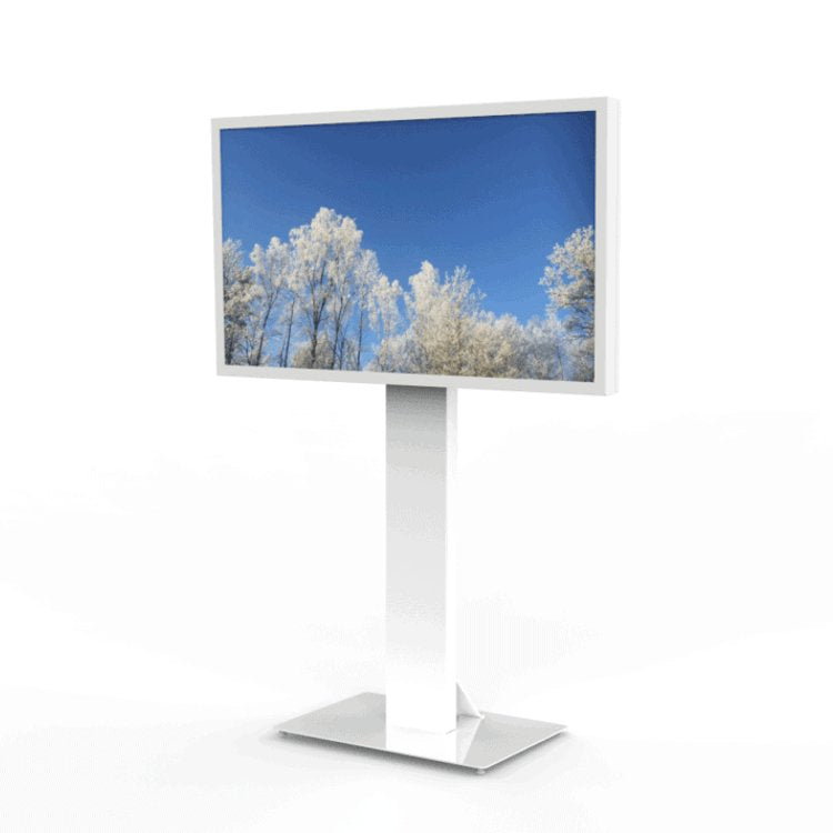 Hi-Nd Floorstand Glass Universal 49"- 65" - Instalación - Para Lcd-Display - Metal - Blanco, Ral 9003 - Tamaño De Pantalla: 124.5-165.1 Cm (49"-65")