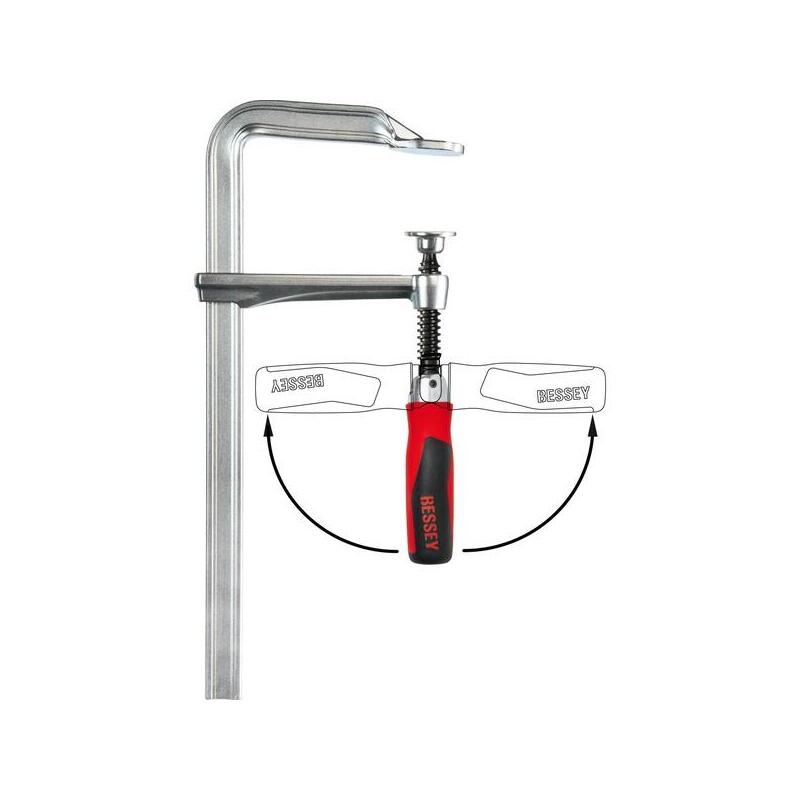 Abrazadera De Tornillo Original Completamente De Acero Bessey Gz50-12kg (Plata/Rojo, 500 / 120, Con Asa Plegable)