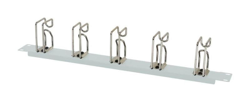 Allnet 19\"Zbh. Cableführungsplatte, 1he, Metall Con 5 Grossen Bügeln Lichtgris,