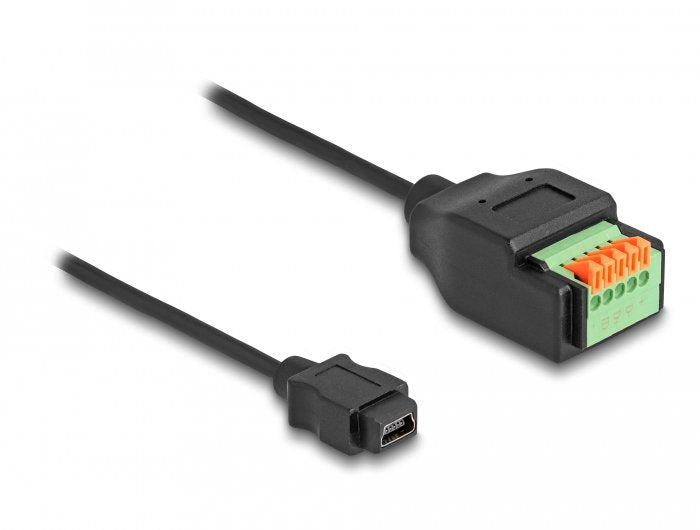 Adaptador Usb 2.0 Delock, Conector Mini-Usb > Bloque De Terminales De 5 Pines Negro, 15 Cm