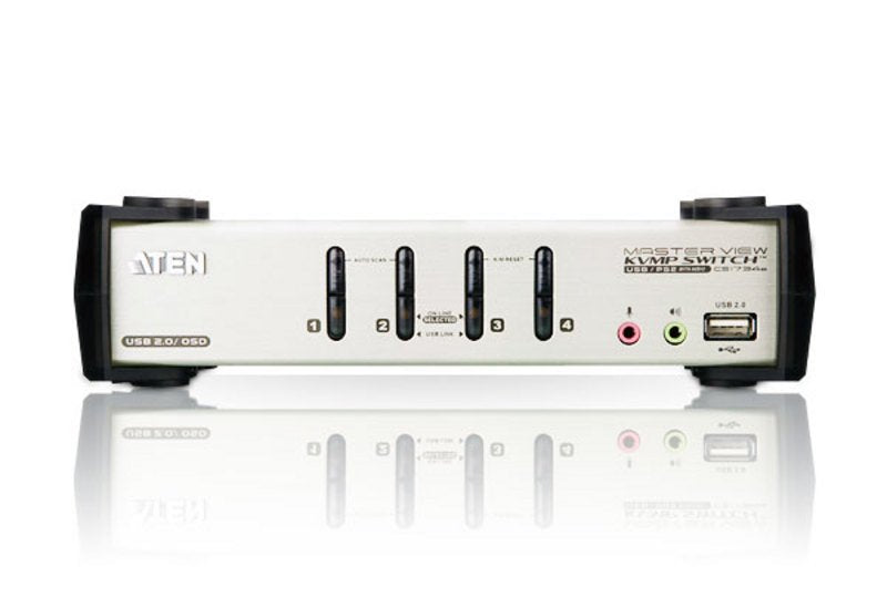 Switch Kvm, 4 Canales, Aten Cs1734b, Usb, Ps/2, Audio, Osd