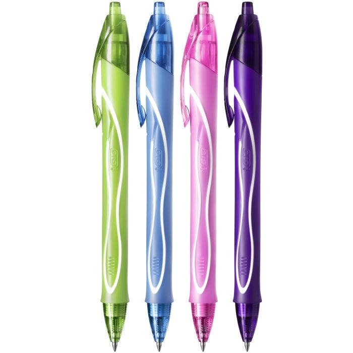 Bic Gel-Ocity Quick Dry Pack De 12 Boligrafos De Gel Retractil  - Punta Media De 0.7 Mm - Tinta De Gel - Anti-Manchas - Secado Ultra Rapido - Colores Surtidos