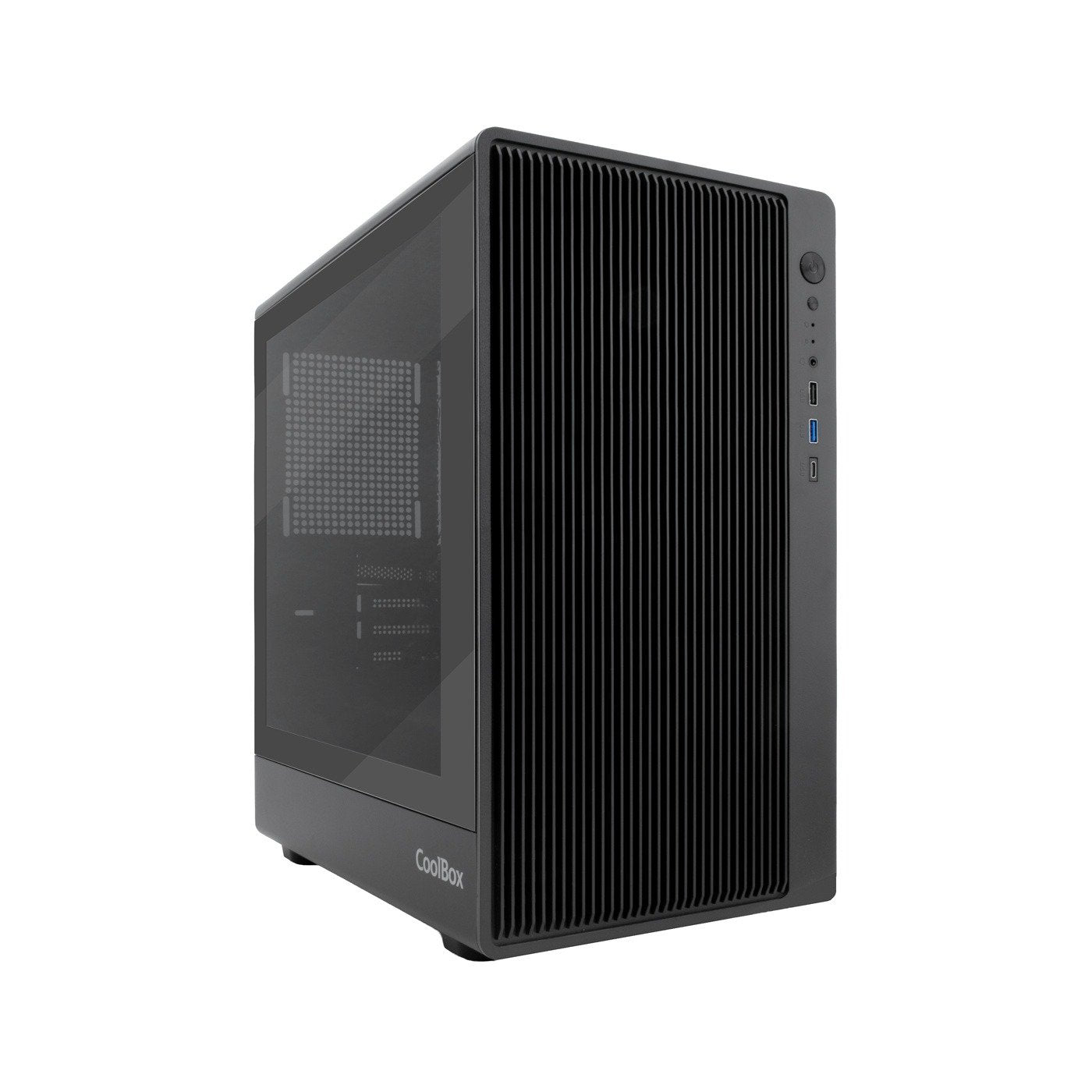 Coolbox Caja Microatx Gm350 Darkface Gpu Max 315mm Cristal Templado Liquida 240mm Usb-C Negra