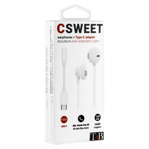 Tnb Sweet & Adaptateur Type C - Auriculares Semiaurales - Blanco