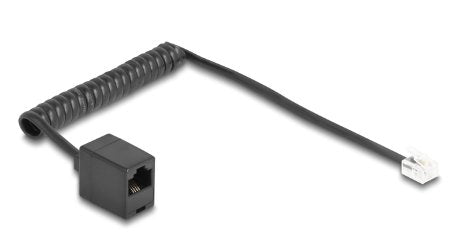Delock Telefoncable   Spiralcable Rj11 Stecker Zu Rj45 Buchse Schwarz 1 M