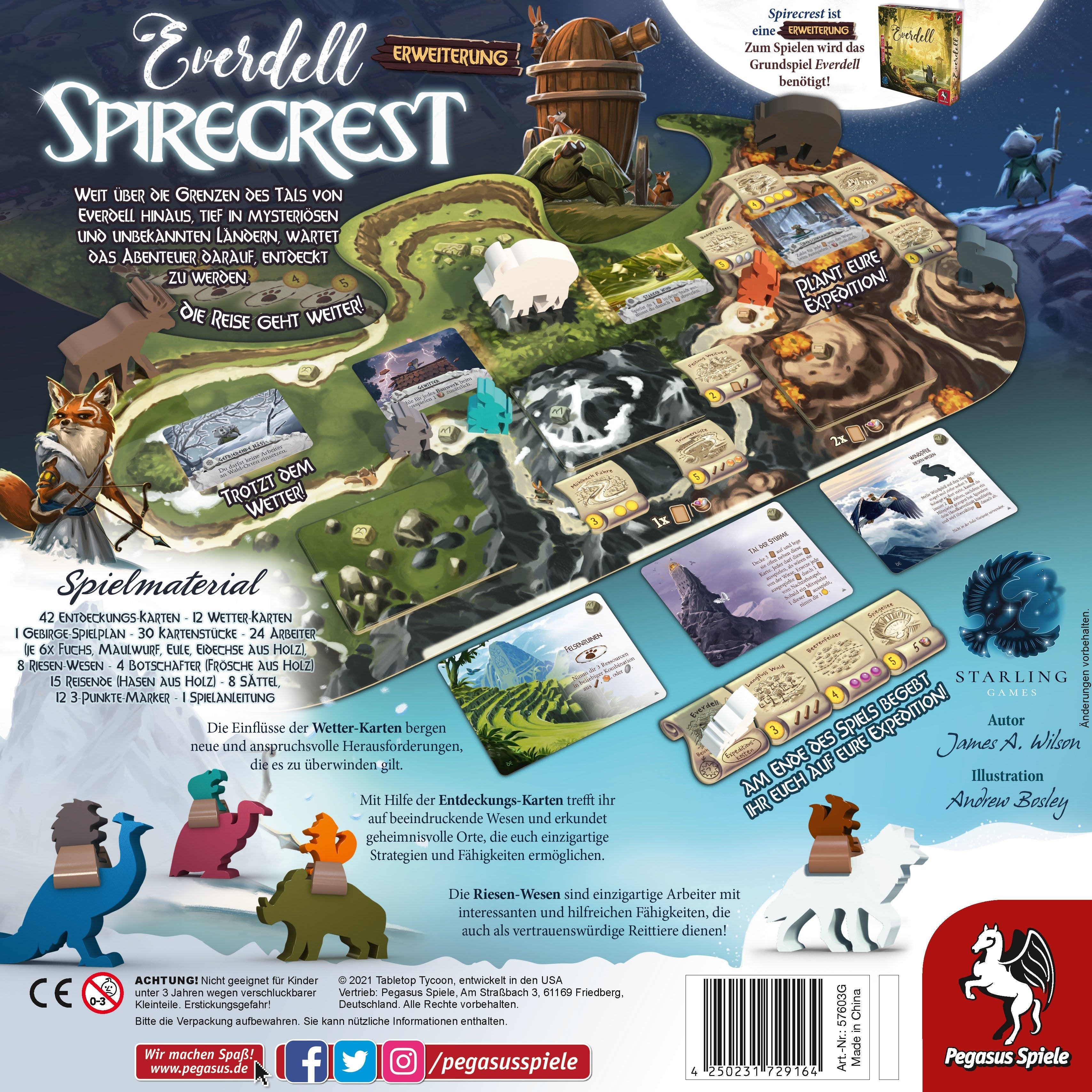Pegasus Everdell: Spirecrest, Extensión Del Juego De Mesa 57603g