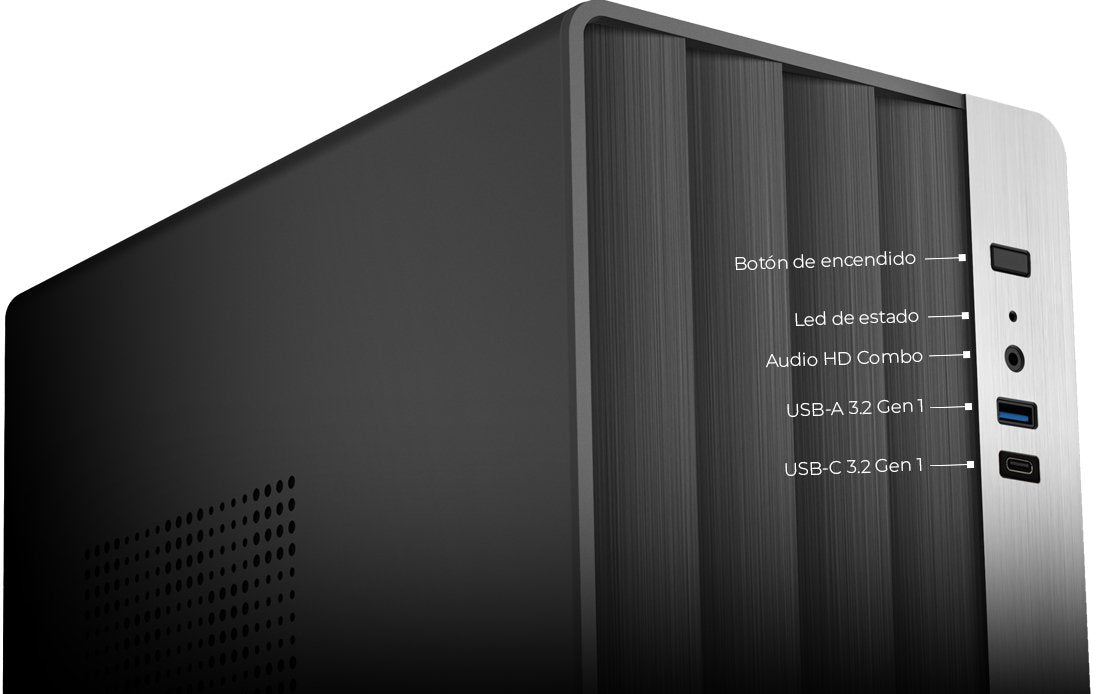 Caja Microatx Coolbox M870 Gpu Max 265mm Acero Resistente Spcc Integrado Puerto Usb-C Negra