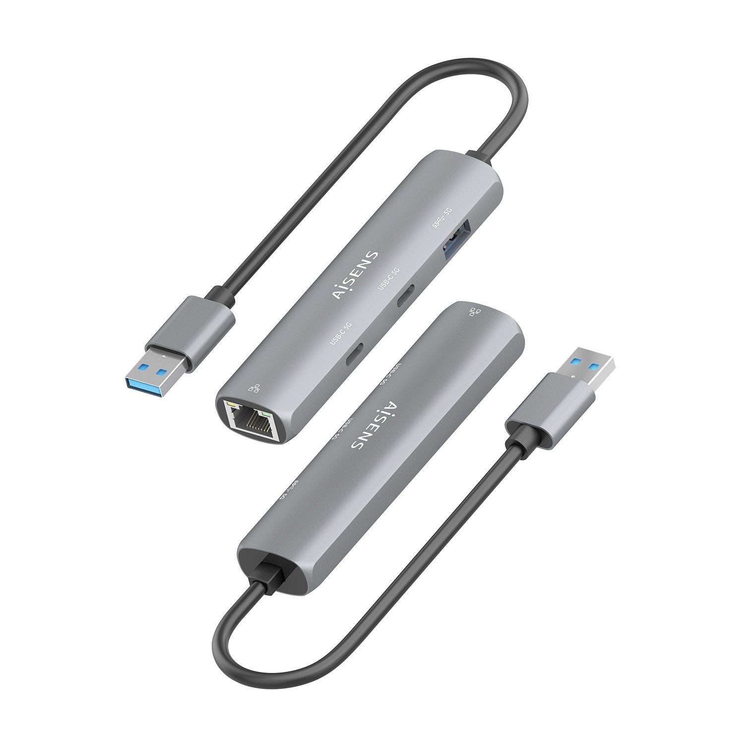 Aisens Usb3.0 Dock Usb-A A Ethernet Gigabit + Hub 2xusb-C+1xusb-A, Gris, 15cm