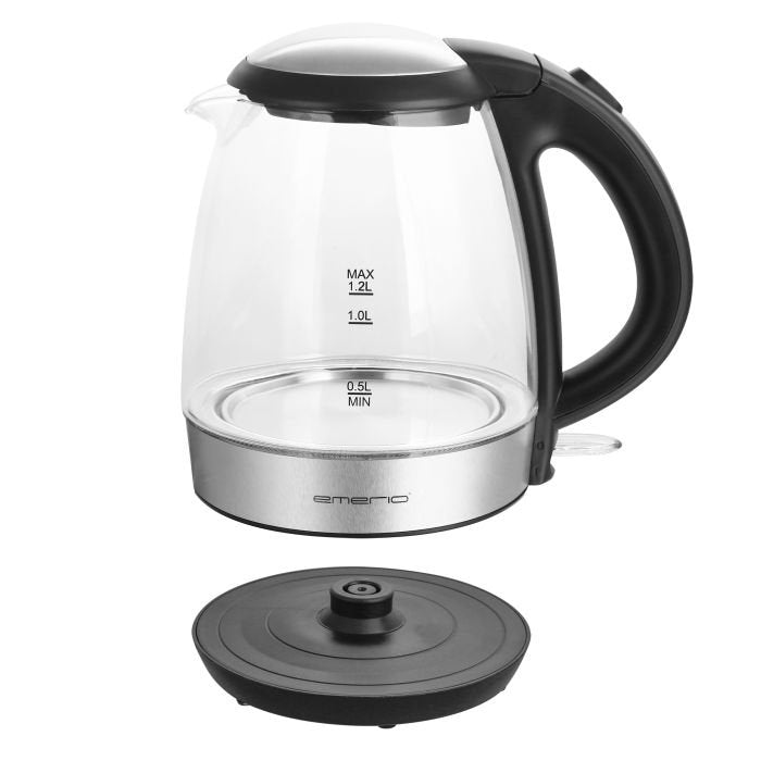 Hervidor Emerio, 1,2 L, Vidrio, Sin Bpa