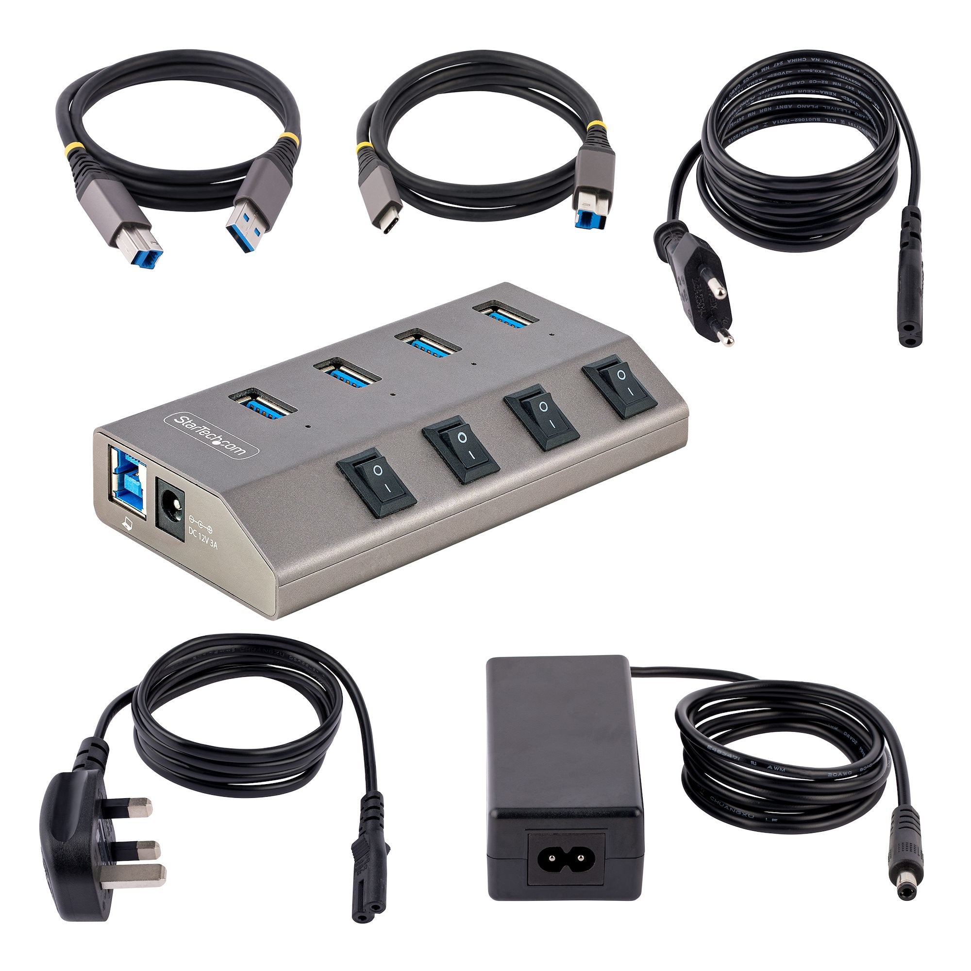 EAN 0065030895484 - StarTech.com 5G4AIBS-USB-HUB-EU hub de interfaz USB 3.2 Gen 1 (3.1 Gen 1) Type-B 5000 Mbit/s Gris imagen 6