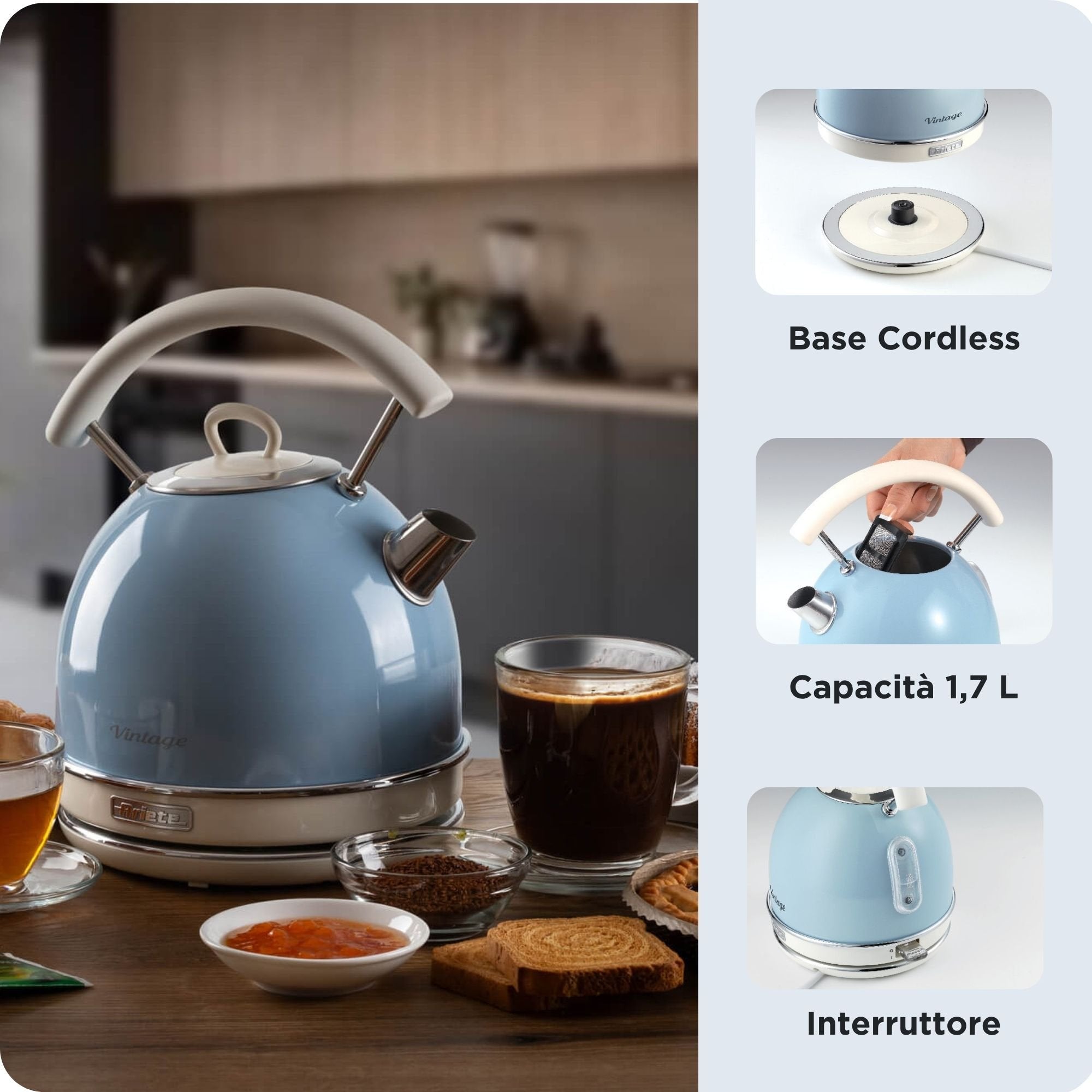 EAN 8003705114302 - Ariete 2877/05 tetera eléctrica 1,7 L 2000 W Azul claro imagen 3