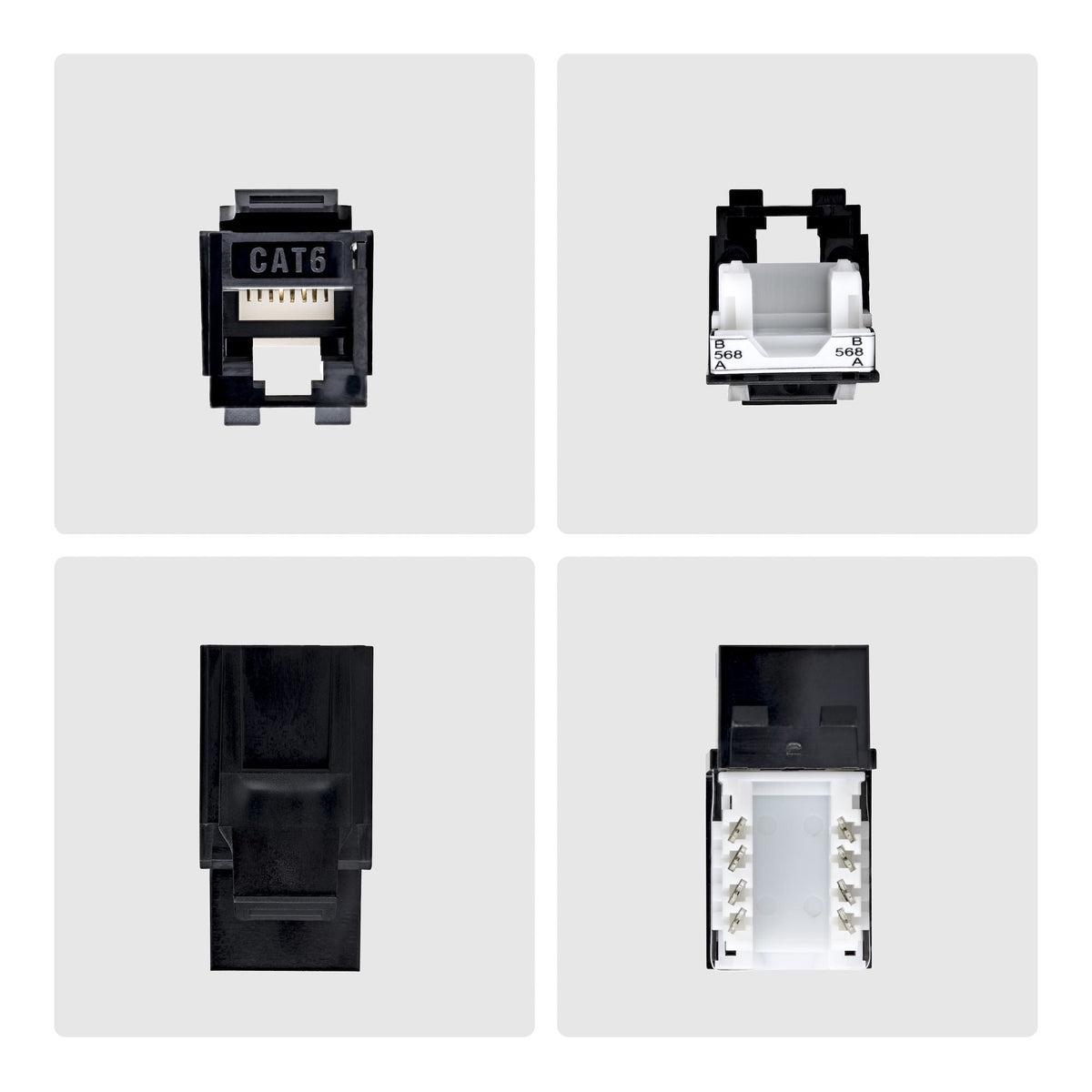 Startech.Com Cat6 Keystone Jack Módulo, Pack De 24 Rj45 Ethernet Keystone Conector Hembra, Utp Cat6 Wandbuchse, 90 Grad 110 Punch Down Conector Hembra, Negro, Acodado, Negro, Rj-45, Conector Hembra, Conector Hembra, 10gbase-T