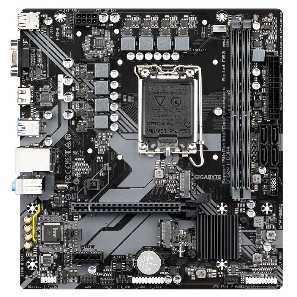 Gigabyte B760m H Ddr4 Placa Base Intel1700 2x Ddr4 - M.2, Sata, Pcie3.0 - Hdmi, Vga, Dp, Rj-45, Usb 3.2 - Microatx