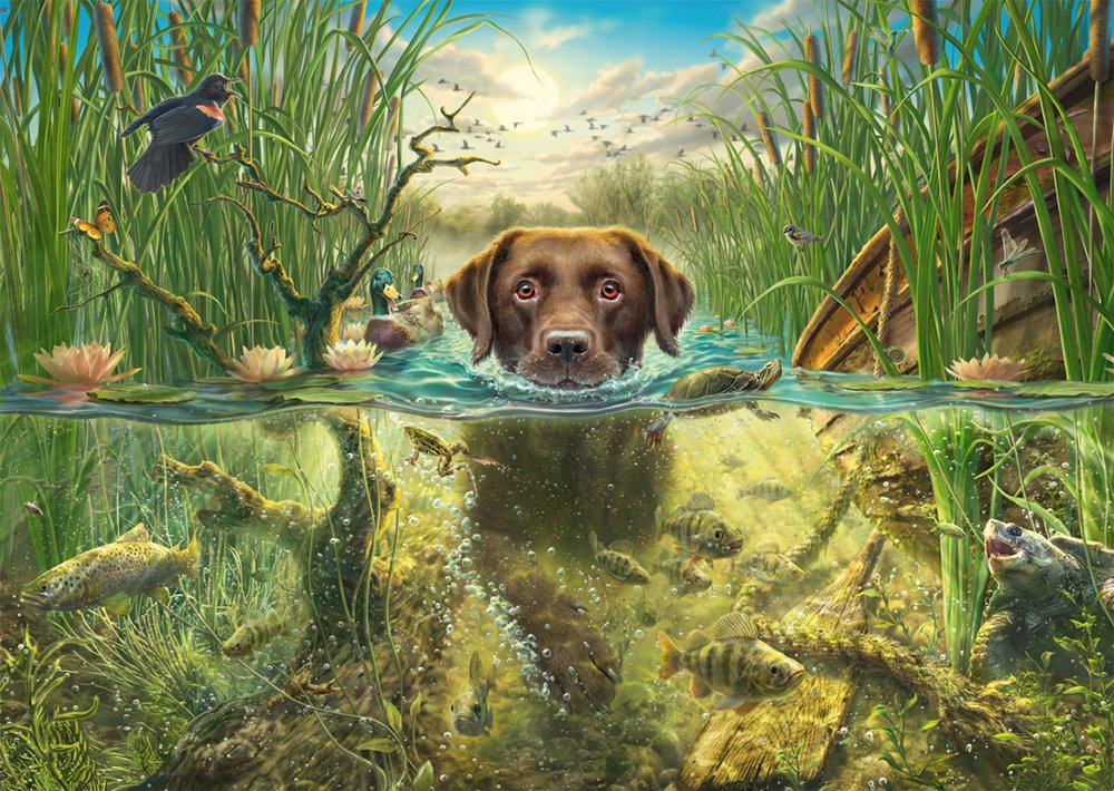 Puzzle De 1000 Piezas De Mark Fredrickson: Dog Love - Labrador Marrón En El Agua Fría 58572