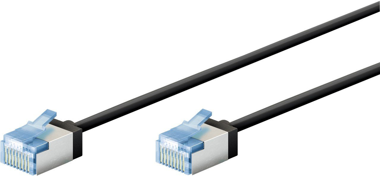 Goobay Cable Cat.6a Ultraflexible Delgado, U/Ftp Negro, 1 Metro, Conector Extracorto 74318