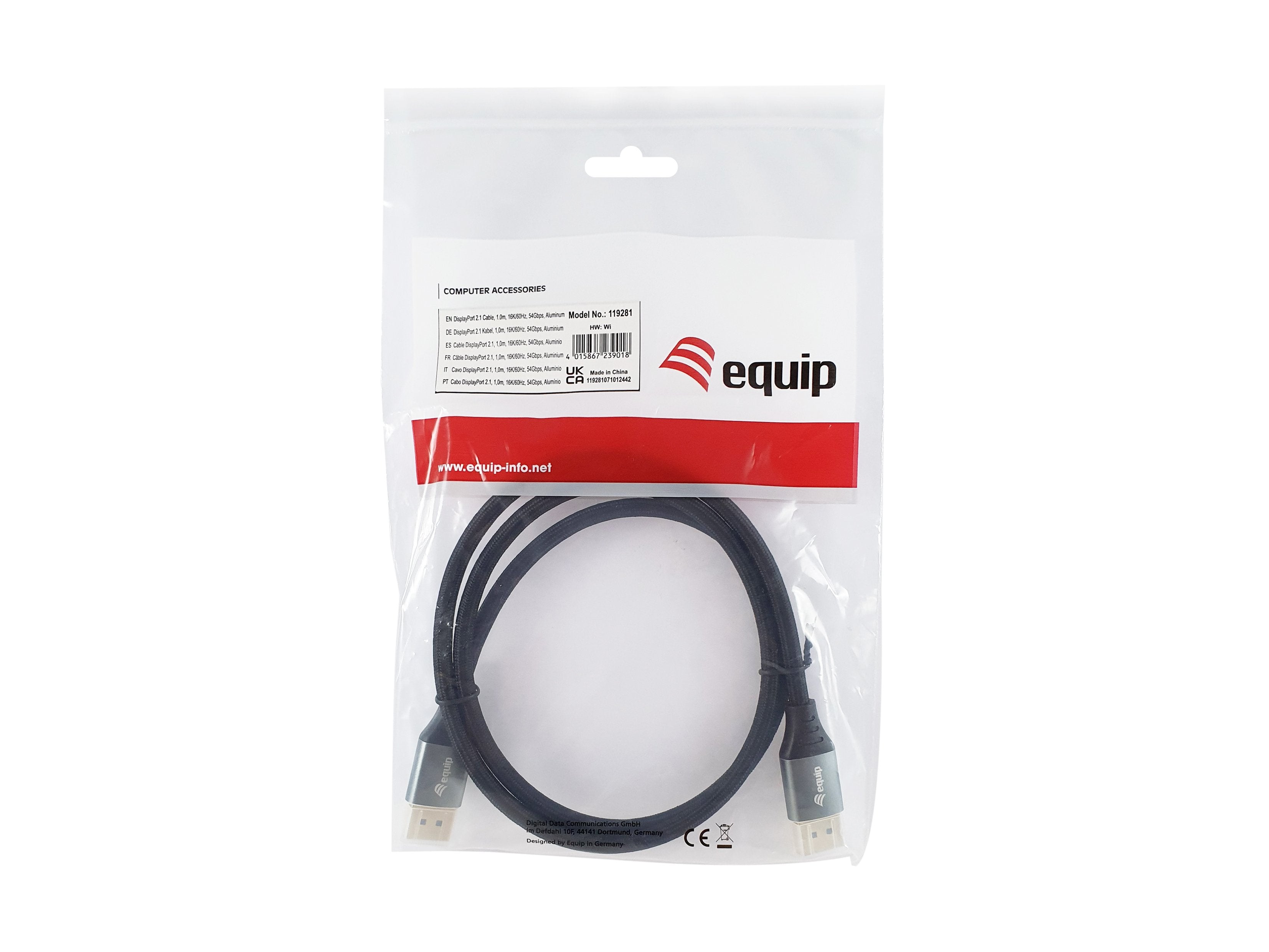 Equip Displayport 2.1 M M 1.00m16k 60hz Komp.Hdcp Alum. Gr