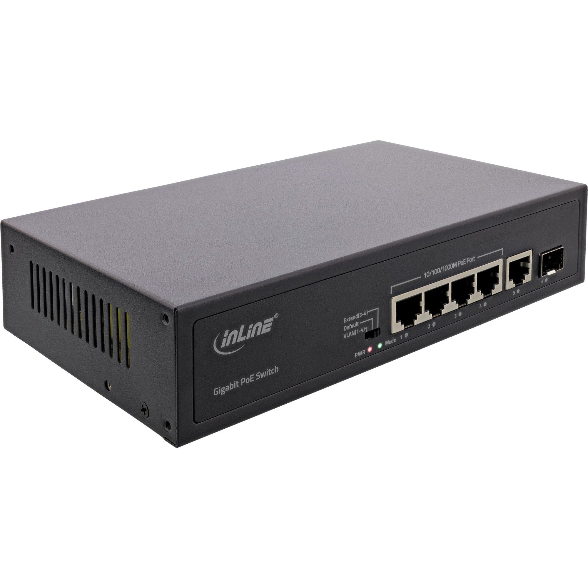 Inline® Poe+ Gigabit Network Switch 5 Port (4x Poe+), 1xsfp, 1gb/S, Desktop, Metal, Without Fan