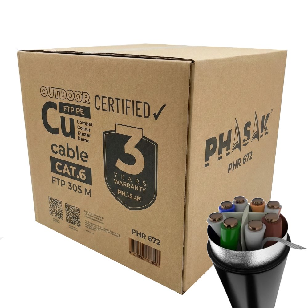 EAN 5605922001293 - Phasak BOBINA DE CABLE RJ45 FTP PHR 672 CAT.6/ 305M/ GRIS cable de red Negro Cat6 F/UTP (FTP) imagen 3