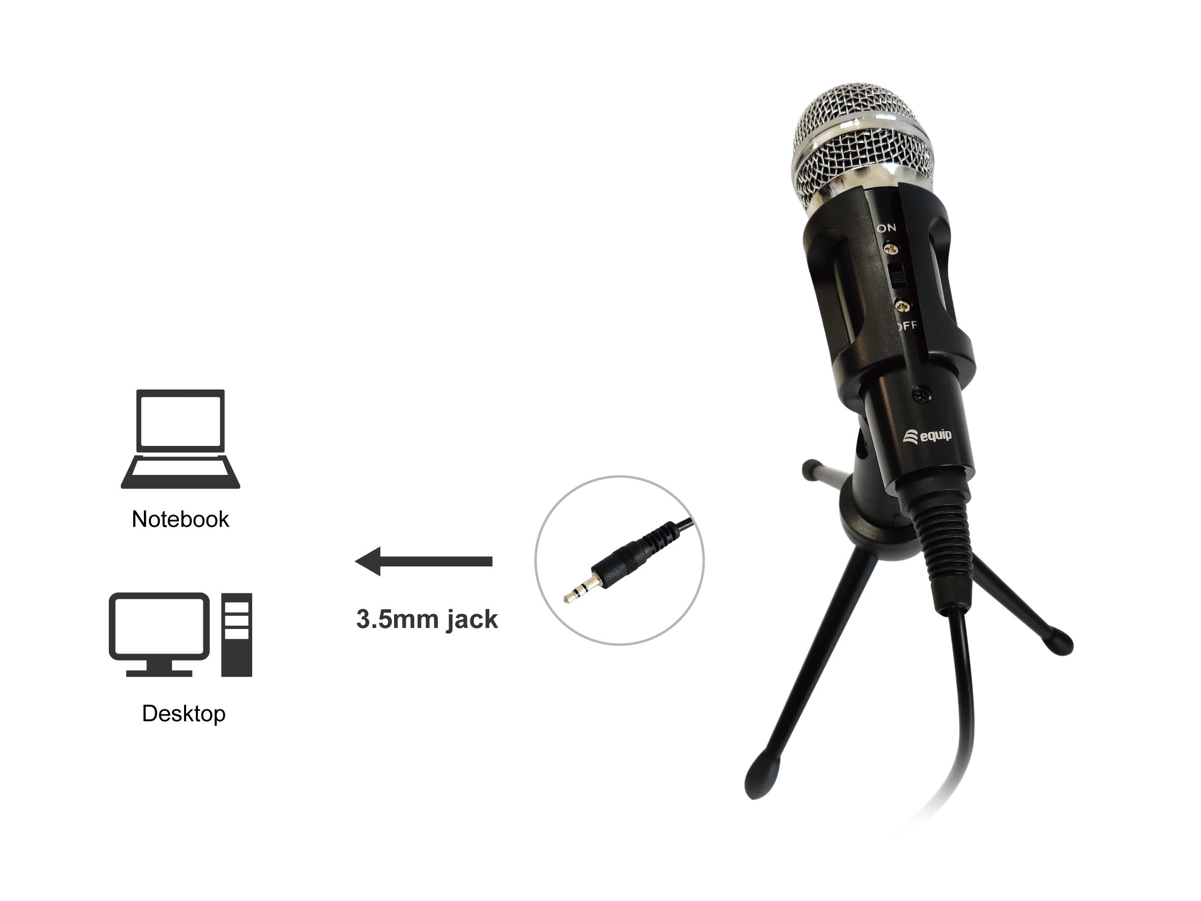 Microfono Sobremesa Equip Life Onmidireccional Usb  Cancelacion Ruido Boton Mute