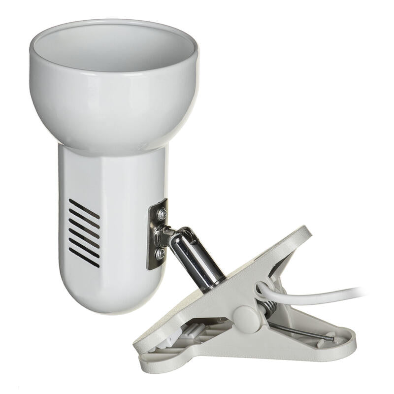 Activejet Lámpara De Sobremesa Con Pinza, Blanca, Metal, Rosca E27