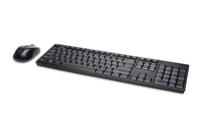Kensington Ciconjunto De Ratón Y Teclado Inalámbricos De Perfil Bajo Pro Fit®, Juego De Escritorio Negro, Completo (100%), Inalámbrico, Rf Inalámbrico, Qwertz, Negro, Ratón Incluido