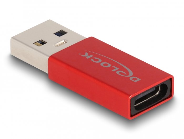 Delock 60044 Adaptador Usb 10 Gbps Usb Tipo-A Macho A Usb Type-C Activa Hembra Rojo