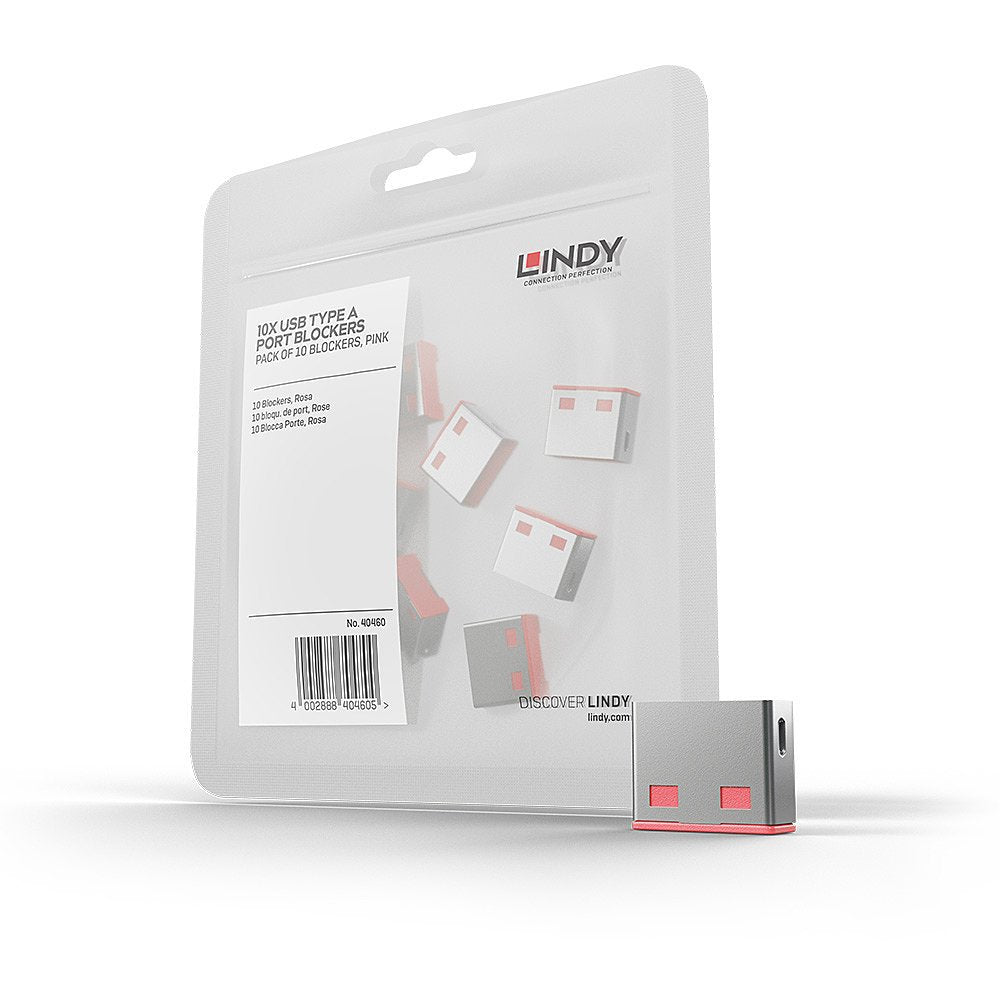 Lindy 40460 Bloqueador De Puerto Usb Tipo A Rosa Acrilonitrilo Butadieno Estireno (Abs) 10 Pieza(S)