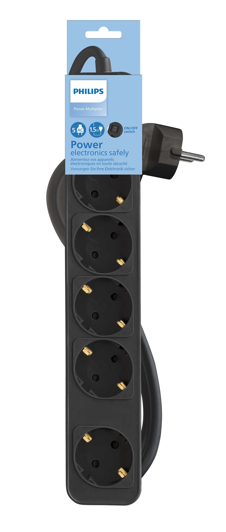 Regleta Con Interruptor Philips Chp2154b 10 5 Tomas De Corriente Cable 1.5m Negro