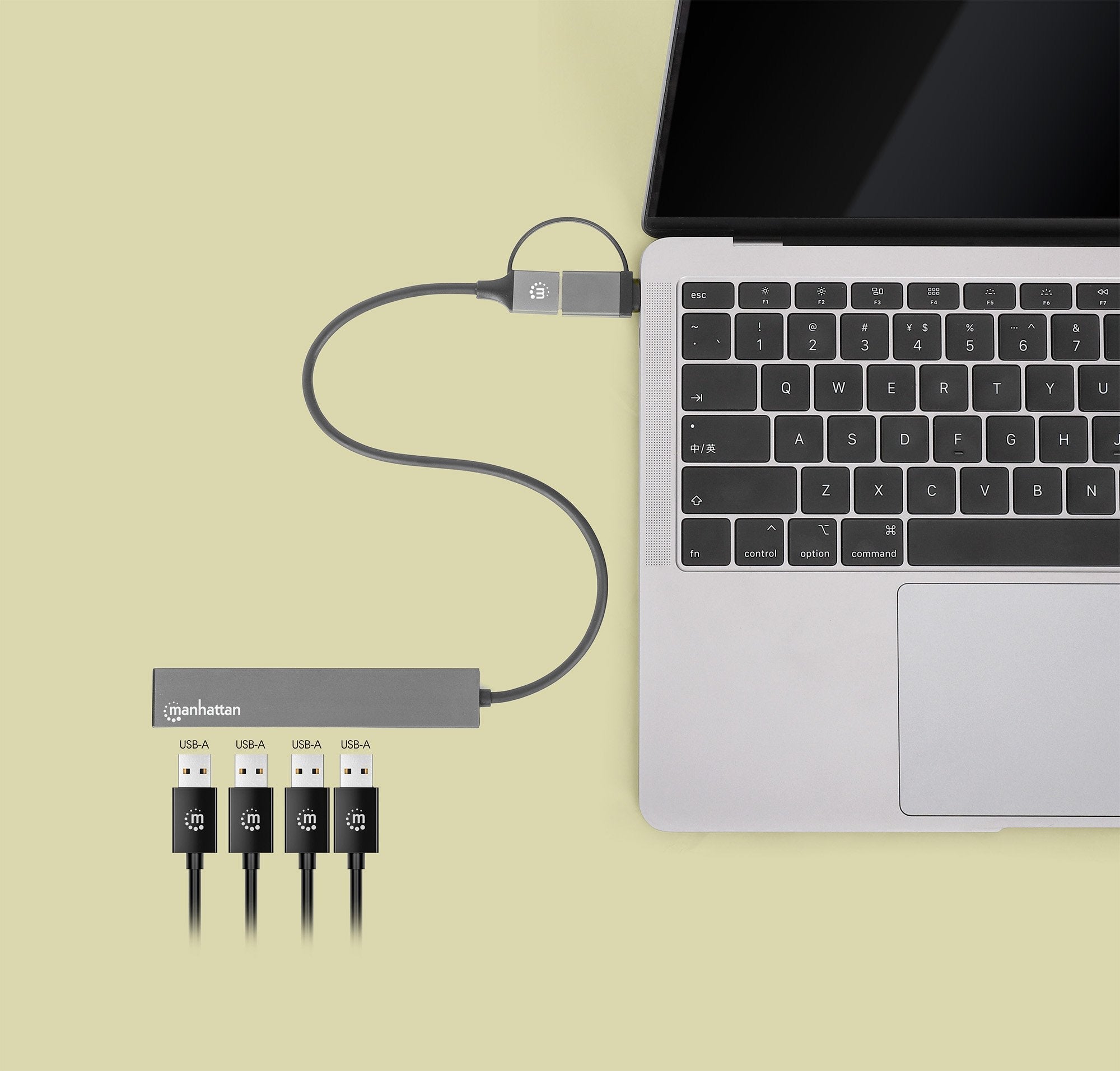 Manhattan Kombo-Hub 4port Usb 3.0 Typ-C Typ-A 4xusb-A Hchse