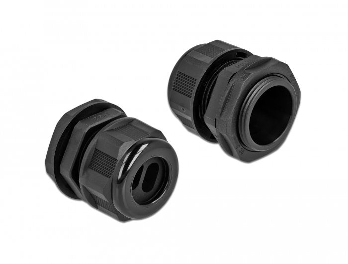 Delock 60393 Prensaestopas Pg21 Para Cable Plano Con Dos Entradas De Cable Negro 2 Piezas