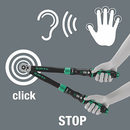 Llave De Par Wera Con Un Cuarto Bloqueo De Click-Torque De Máximo C 3 R/L Negro/Verde, Salida 1/2 ", 40 A 200 Nm 05075695001