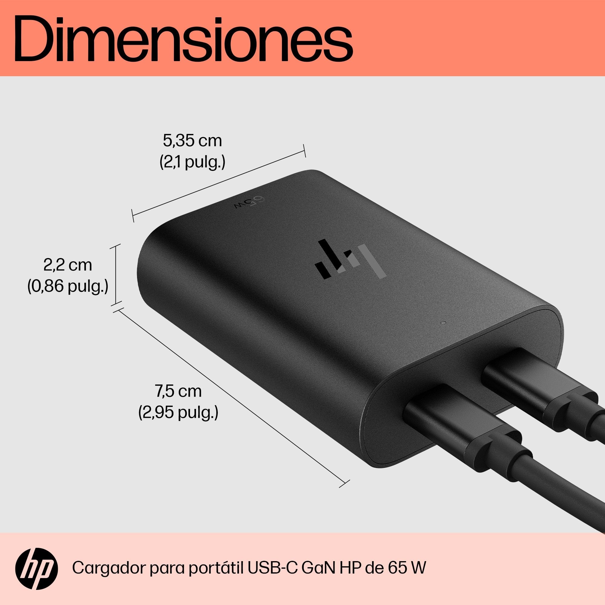 EAN 0196337694811 - HP 65W GaN USB-C Laptop Charger adaptador e inversor de corriente Interior Negro imagen 9