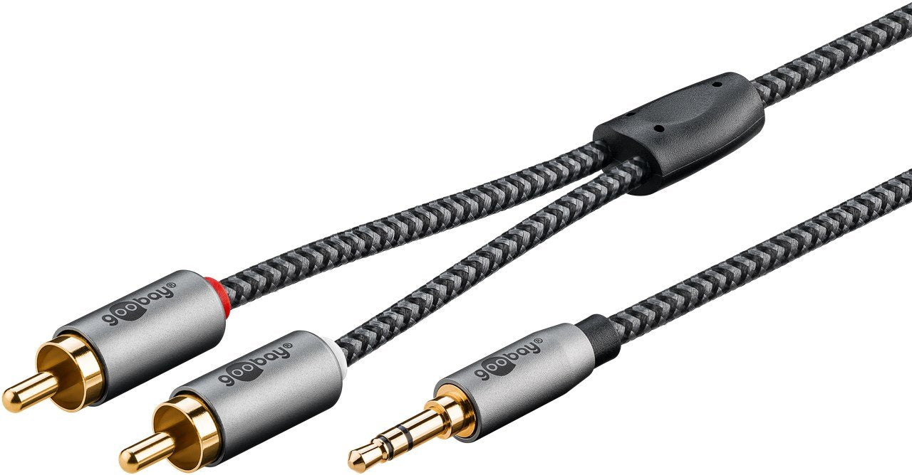 EAN 4040849652851 - Goobay 65285 cable de audio 1 m 3,5mm 2 x RCA Negro, Plata imagen 1