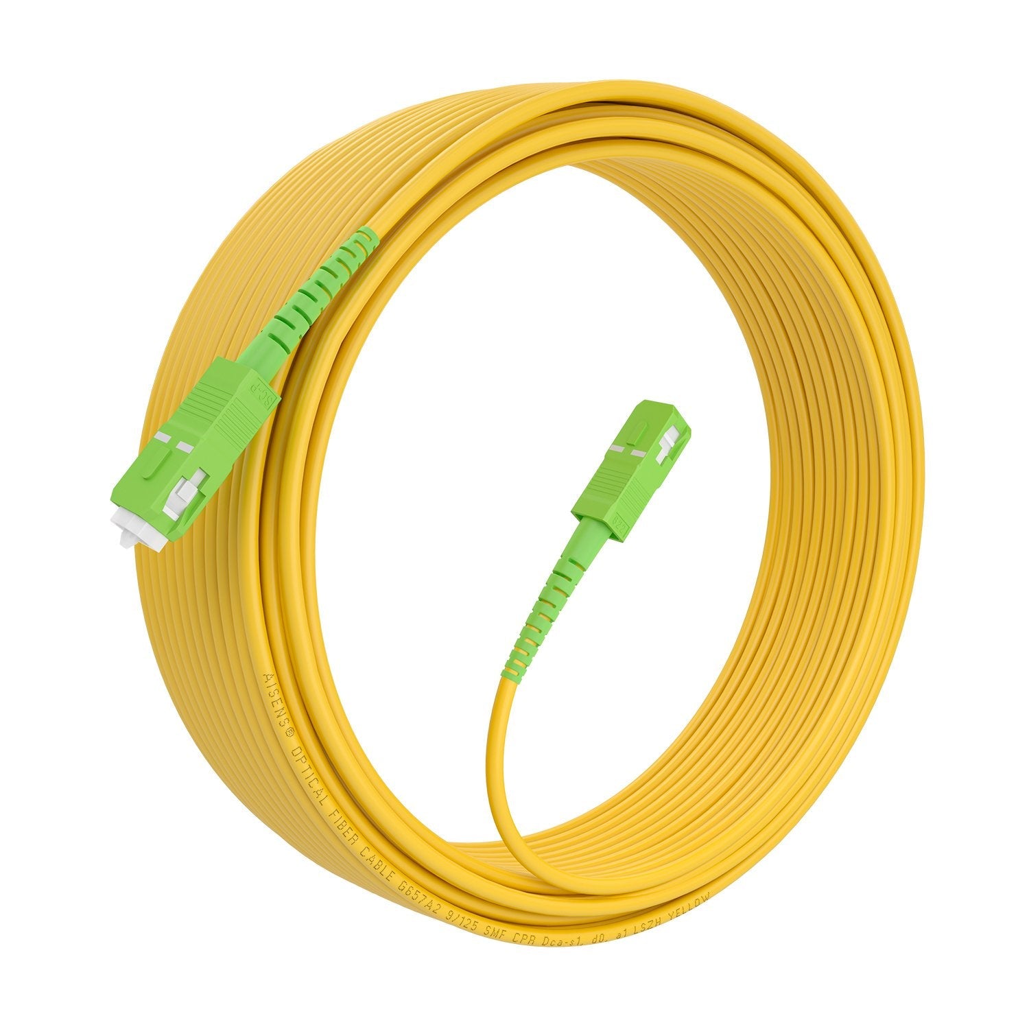 Aisens Cable Fibra Óptica Latiguillo G657a2 3.0 9/125 Smf Simplex Cpr Dca Lszh, Sc/Apc-Sc/Apc, Amarillo, 15m