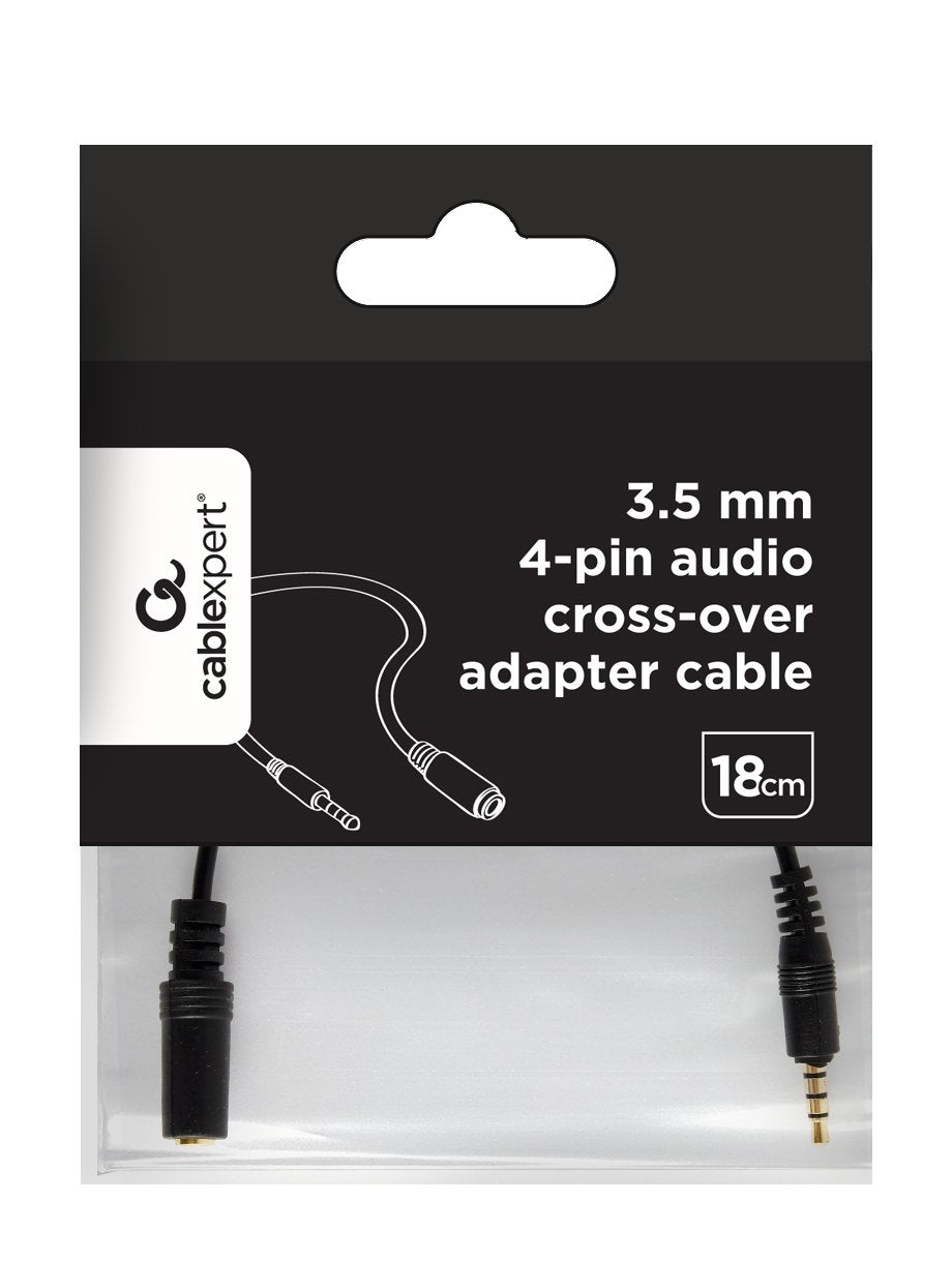 Gembird Cable Audio Jack 3.5 M/H 4pin 0.18m Negroâ Cca-419