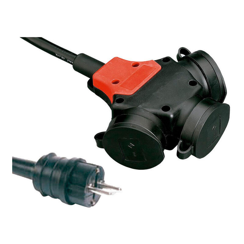 Adaptador Multiple Schuko Goma Ip44 2p+T 16 A 250 V~ 10 M De Cable 3g2,5 Mm² Negro