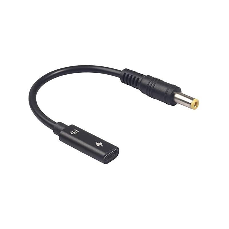 Adaptador Usb-C Hembra A 5.5x2.5mm Macho 65w De 15cm